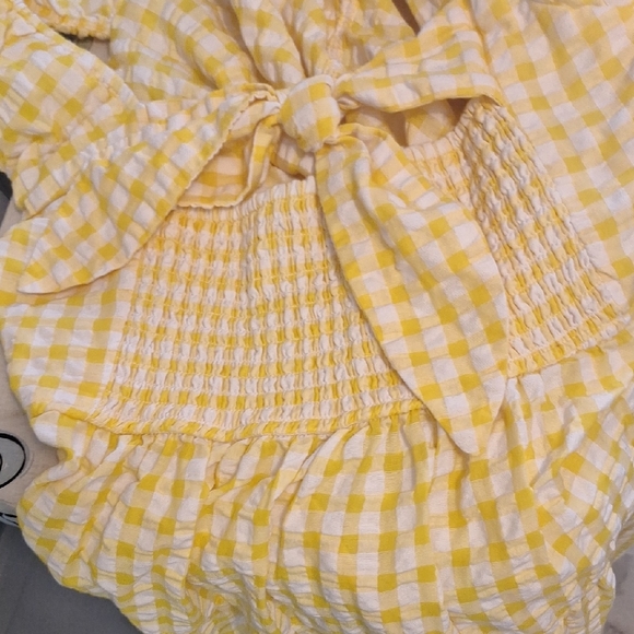 Old Navy Yellow Gold Gingham Boho Maxi Dress, Capped Sleeves, V Neck, Sz 20 - Picture 14 of 14